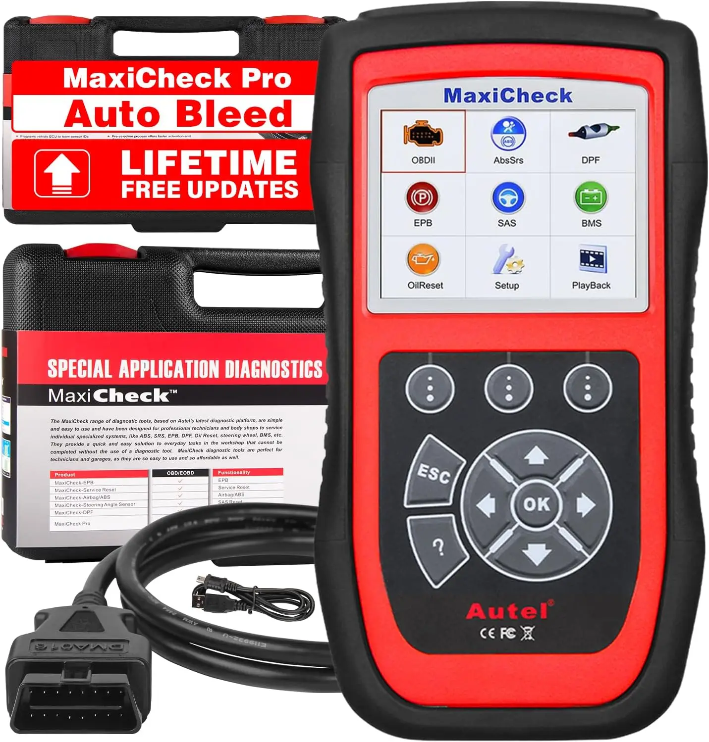

MaxiCheck PRO AutoBleed Scan Tool ABS Brake Bleed with with ABS SRS Diagnostics Full OBDII BMS EPB SRS SAS Oil Reset Services