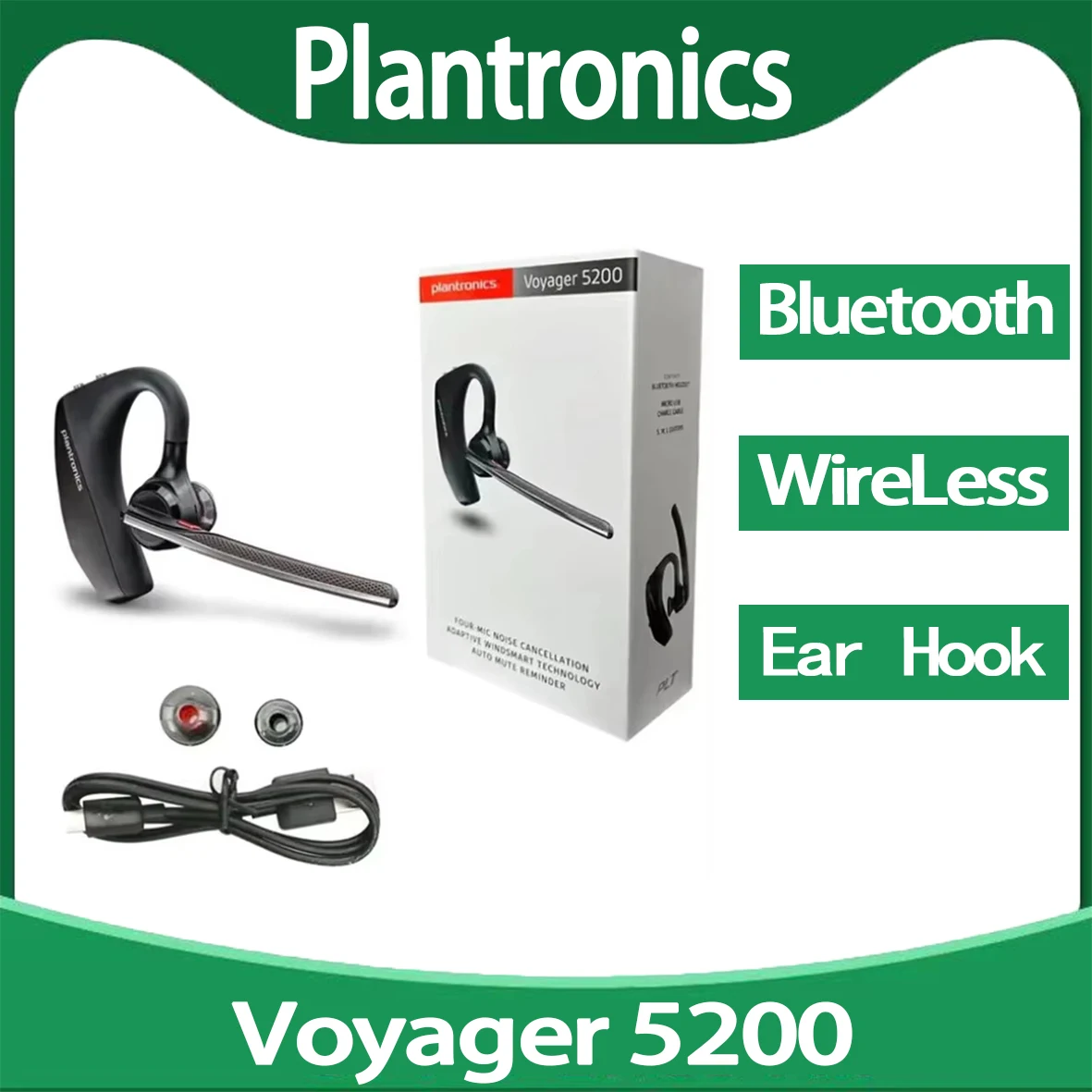 Poly PLT Voyager 5200/5200 UC Bluetooth ワイヤレス ヘッドセット