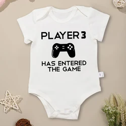 “Player 3 Has Entered The Game” Newborn Boy Bodysuit Fashion Trend New Summer Baby Clothes Cotton Short Sleeve Summer Romper