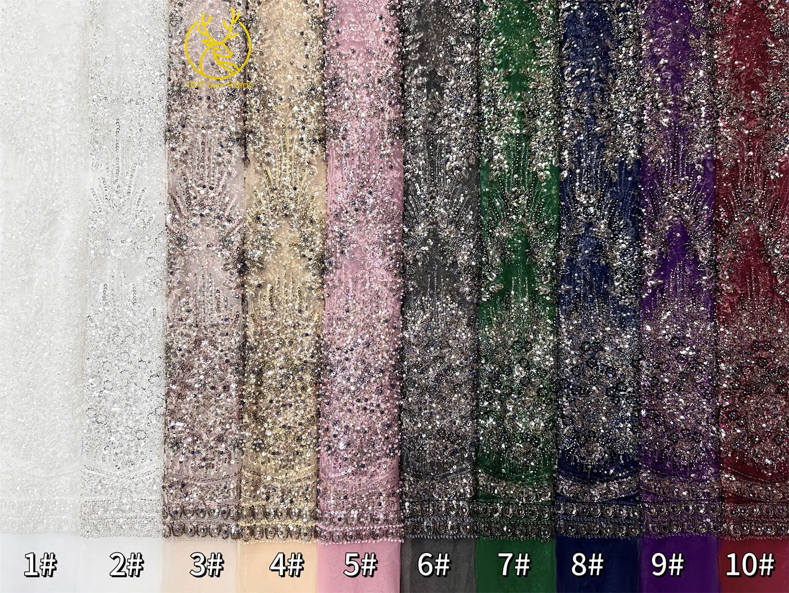 Eleganter und wunderschöner afrikanischer Perlen-Spitzenstoff 2026 Hochwertiger französischer Pailletten-Spitzenstoff für Damen-Abendkleider – Detail 31