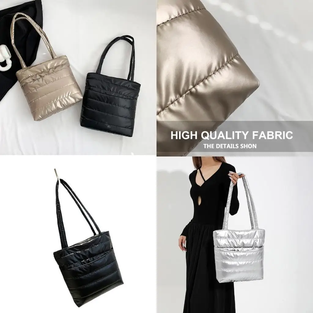 

Fashionable Large Capacity Ladies' Handbag Soft Quilted Cotton Padded Puffer Shoulder Bag Purse for Everyday Essential