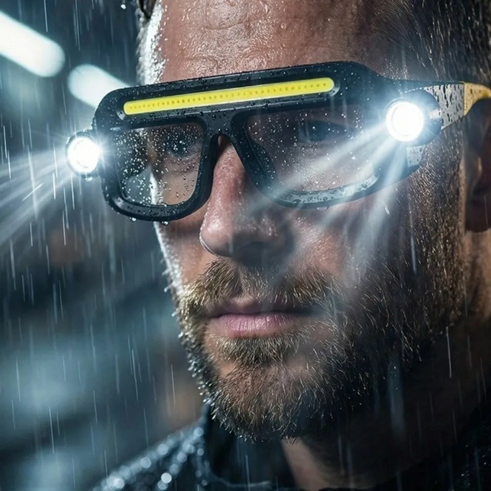 Portable 5 Modes Headlamp Glasses Safety Multifunctional Wave Sensor Headlamp Waterproof Rechargeable Eyeglass Lamp Fishing