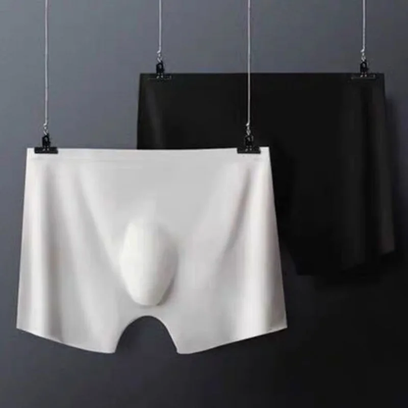 Bóxer de seda de hielo para hombre, ropa interior sin costuras, ultrafino, transpirable, secado rápido, 1 unidad