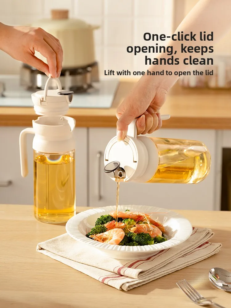 

Modern Housewife avi Oil Bottle Kitchen Use Glass Sauce Vinegar Bottle Auatic Open Close Home Storage Containers