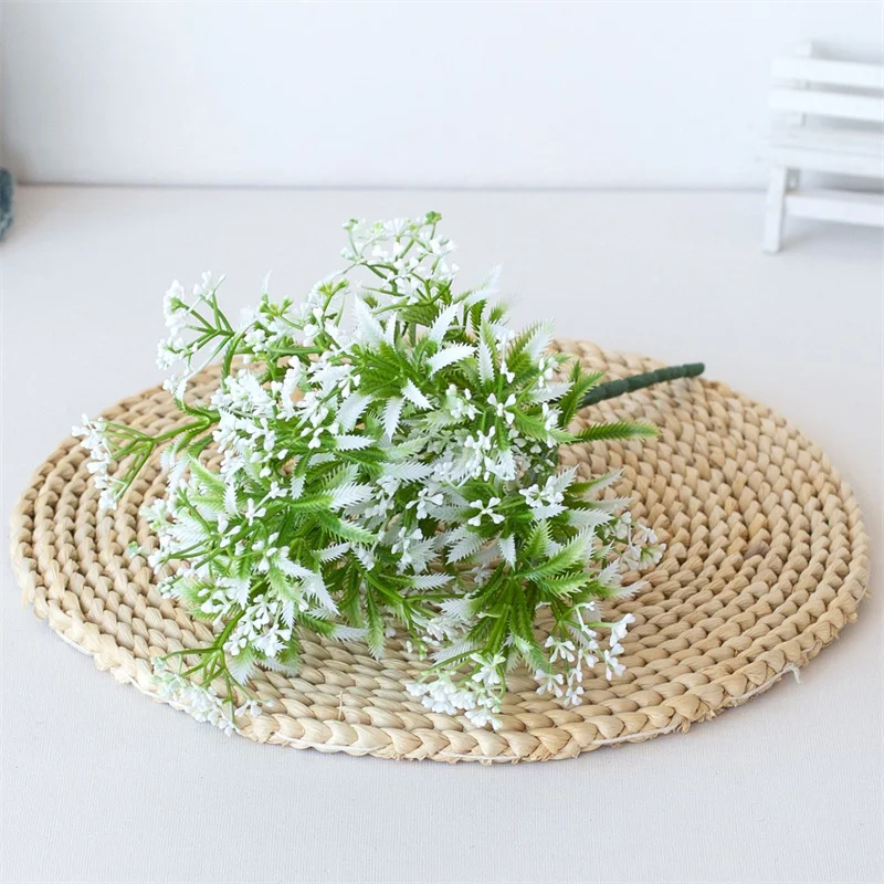 Green Artificial Milan Friut Plastic Plants Wall Material Decorative 7 Branch Fake Plant For Home Shop Garden Party Decor Plants