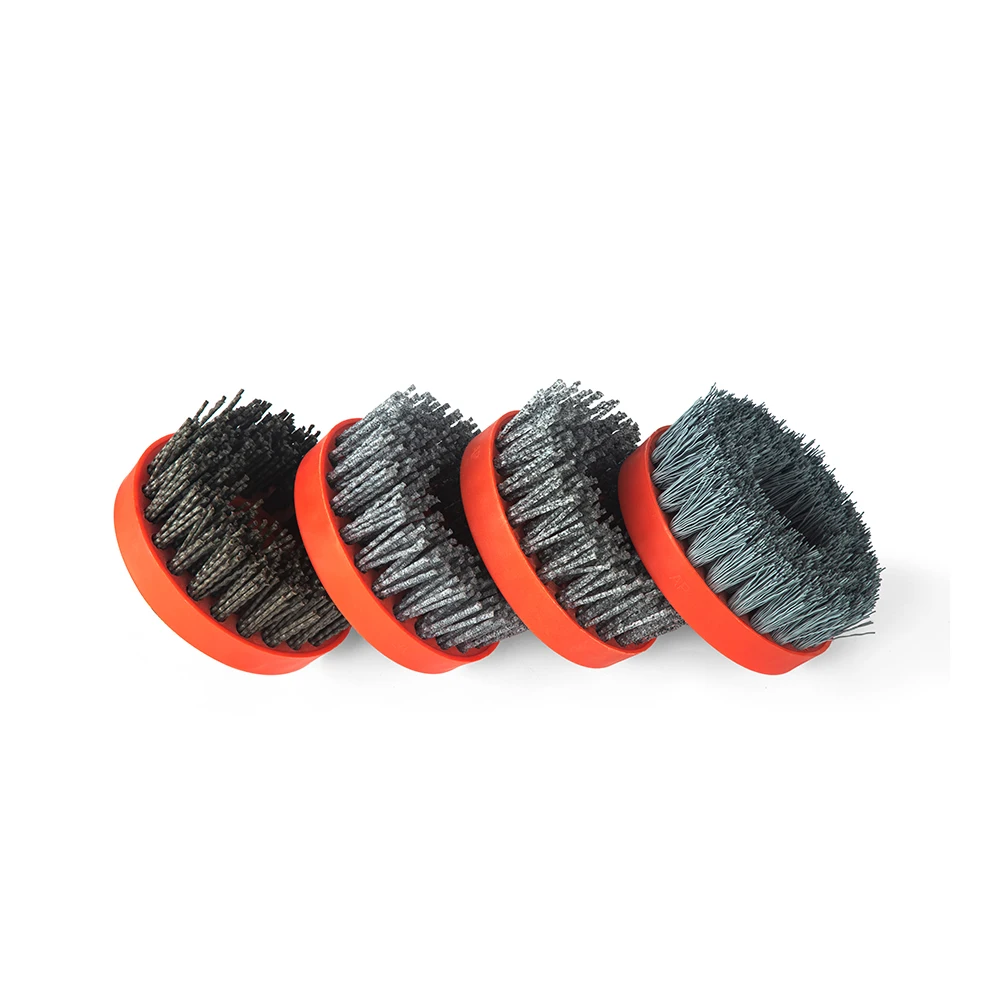 4 Inch Diamond Circular Antique Brush RED Round Cleaning Brush for Marble Granite Stone Tile Ceramic Floor Silicon Carbide