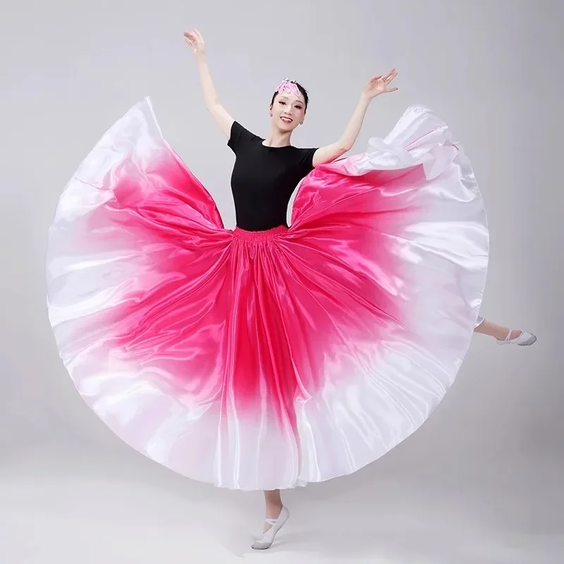 Falda de danza del vientre para mujer, vestido de seda satinada con abertura, talla grande