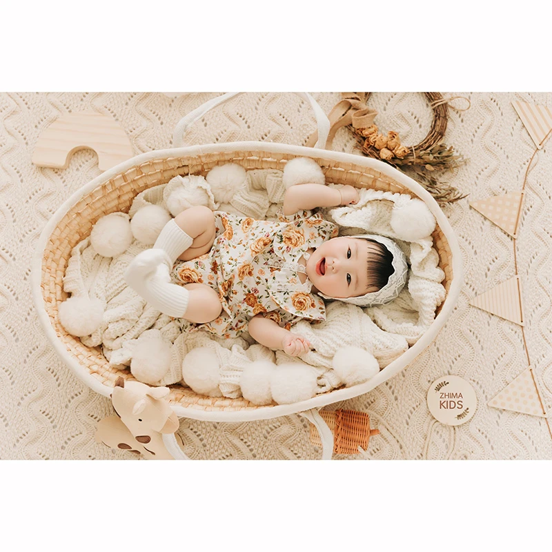 Wind Hundred Days Photography Props Clothes Spring Internet Celebrity Little Fragrant Flowers  Children Photography roupa bebe