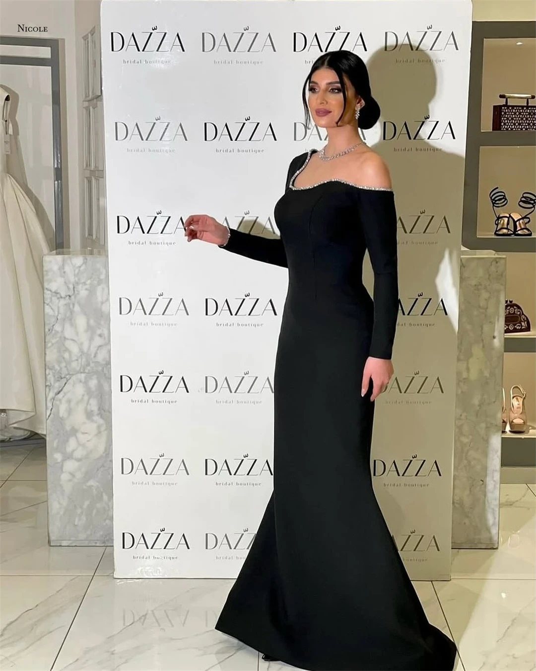 Nicole Square Leader Vestidos femininos elegantes para vestidos de festa de casamento para ocasiões especiais feitos sob medida saia rabo de peixe baile de formatura