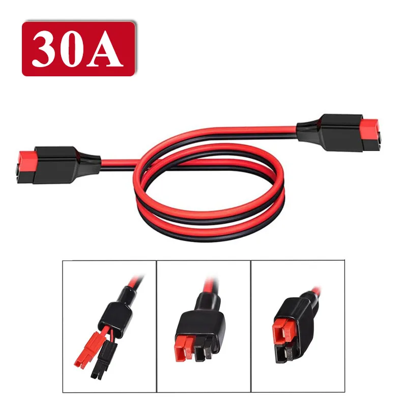 30A Steckerkabel 12AWG Solarpanel-Kabel Stecker-zu-Buchse Verbindungskabel Outdoor Energiespeicher Stromleitung Adapter