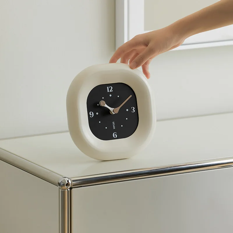 Home living room table ornaments, bedroom entrance decor, cream style creative clock, high-end decorative item