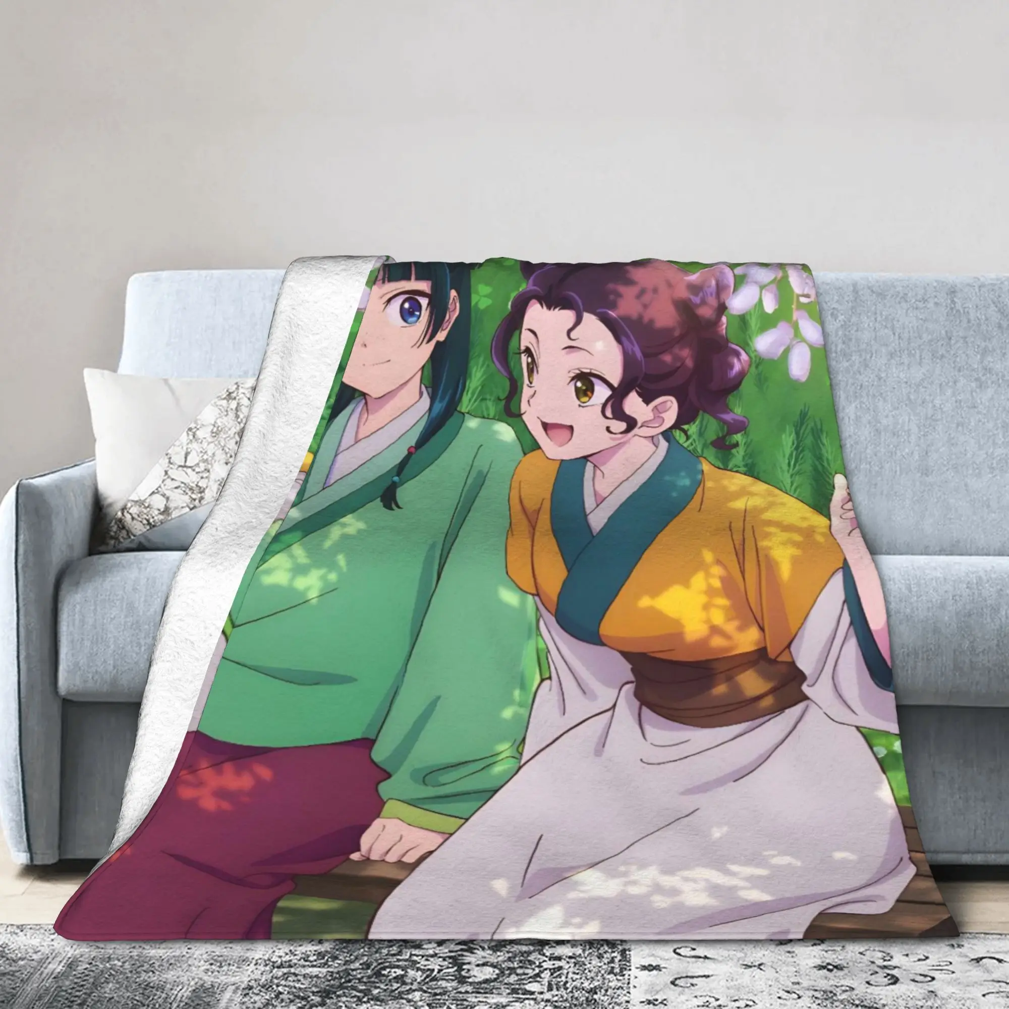 Maomao and Shisui Fleece Blanket Apothecary Diaries Funny Throw Blanket for Bed Sofa Couch 150*125cm Quilt,
