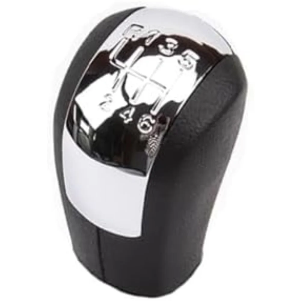 Leather Gear Knob Chrome Dust Cover Set for Skoda For Octavia 2 Model Years 2004 to 2013 Fits 5 and 6 Speed Manual Transmission