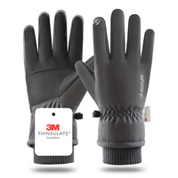 Winter Unisex Snowboard Ski Gloves PU Leather Non-slip Touch Screen Waterproof Motorcycle Cycling Fleece Warm Snow Gloves