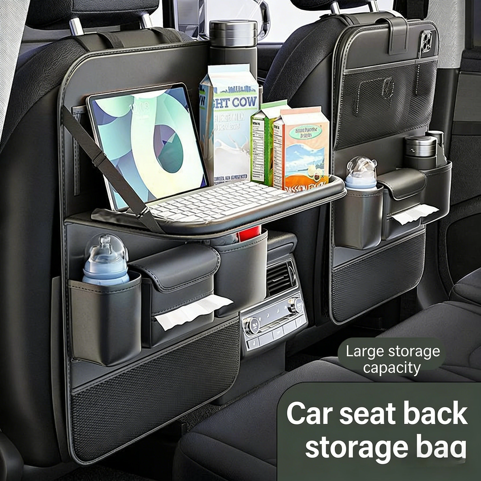 

Car Seat Back Storage Bag Hanging Bag Small Table Board Rear Seat Storage Rack for Car Interior Organization