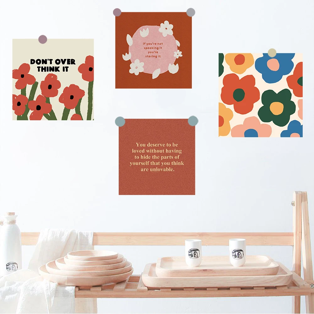 15PCS Cartoon Colorful Flowers Sticker Poster Harajuku Minimalism Skateboard Laptop Art Living Gift Luggage Coffee Decorative
