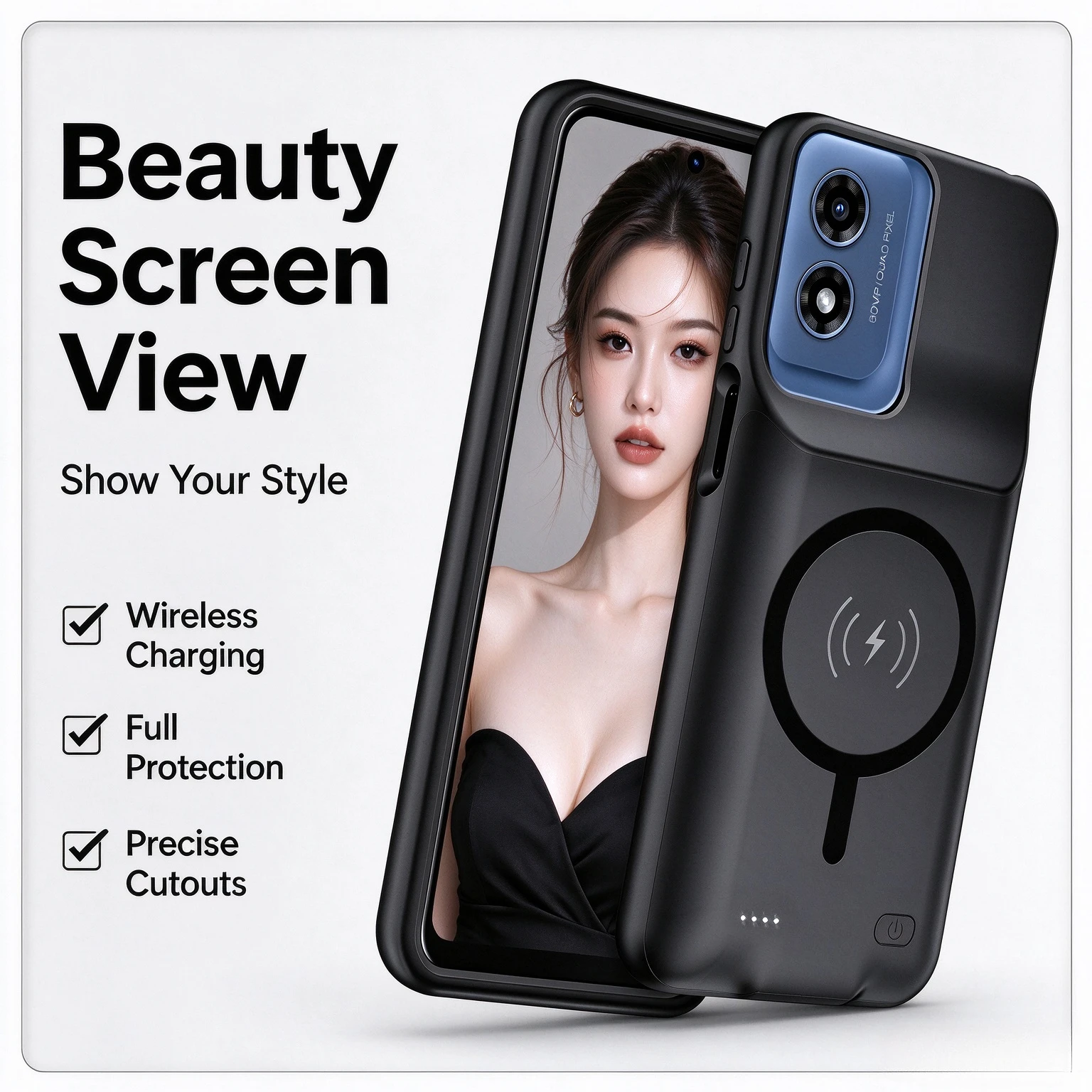 Wireless Battery Charger Case For Motorola Moto G Play 2024 Magnetic Power Bank Cover Moto G Play 2024
