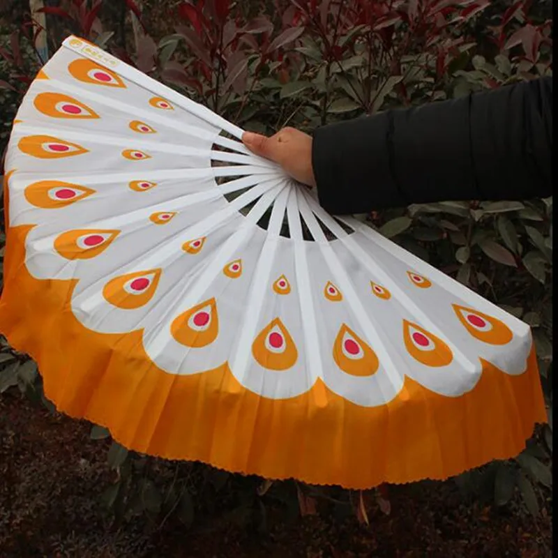 Wholesale Dai Dance Costume Accessory Mulan Peacock Fan Veil Plastic Handle 1 Pair=2pcs Royal Blue Yangko Square Dance Chinese