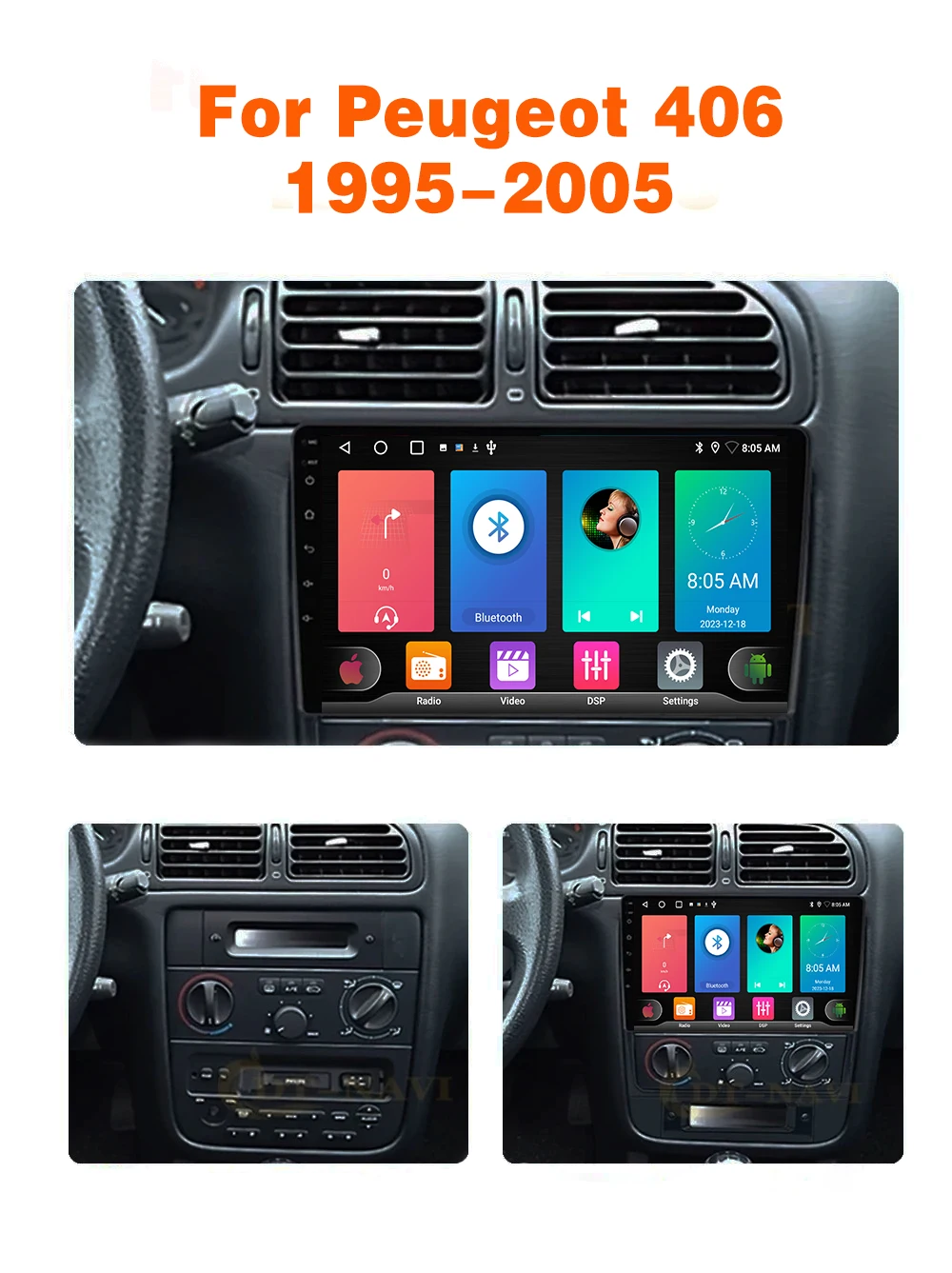 Android14 Car Radio For Peugeot 406 1995 - 2005   Carplay  Multimedia Video Player GPS navigation No 2 din DVD  4G WIFI BT QLED