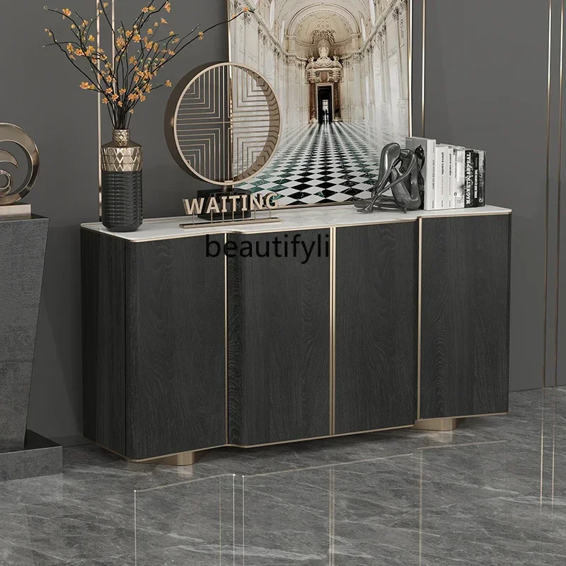 

xzItalian light luxury, modern and simple entrance cabinet, living room storage, rock slab dining side cabinet