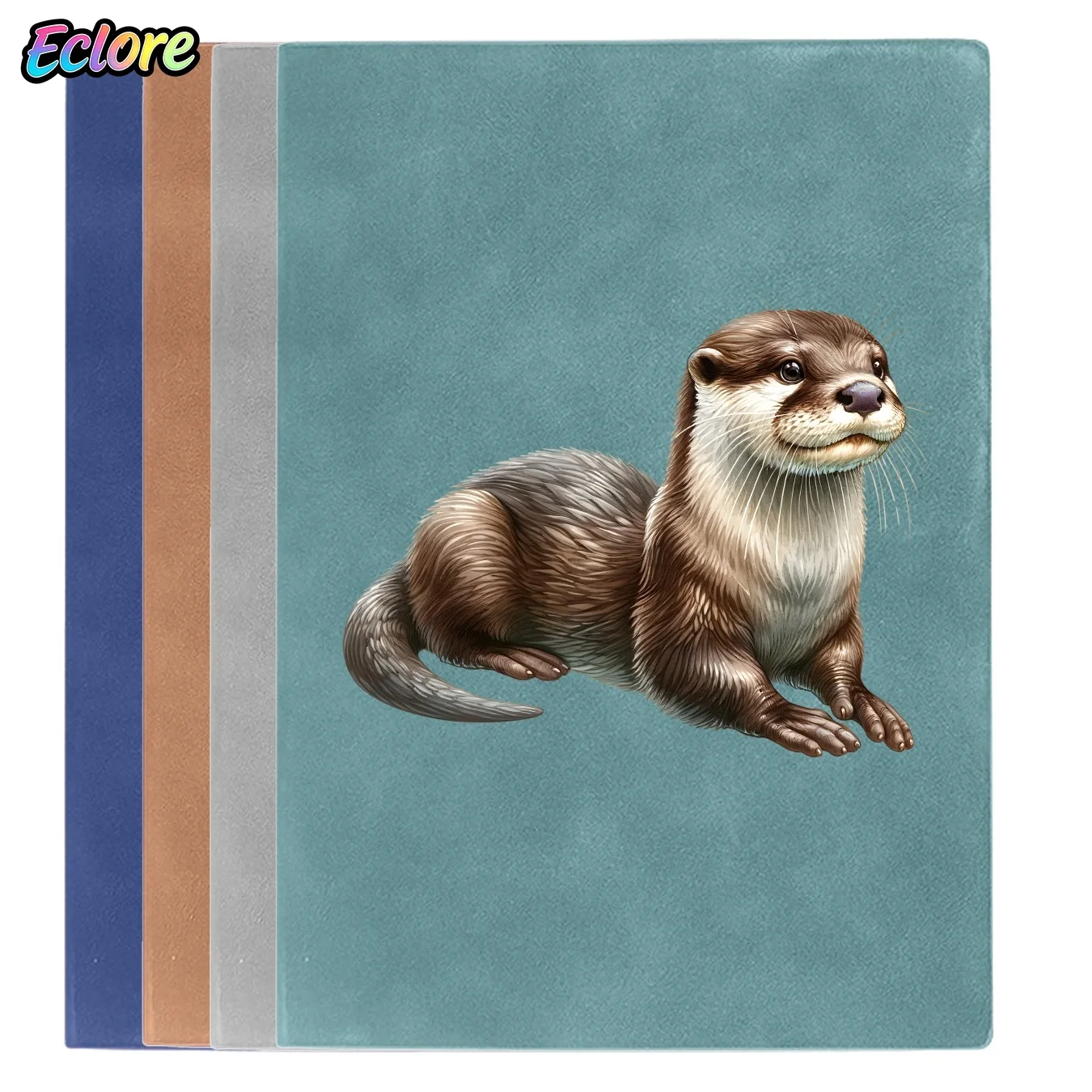 Vintage A5 Leather Notebook with Realistic Otter Pattern for Journaling, Birthday Gift, Personal Use, Office, Student Work