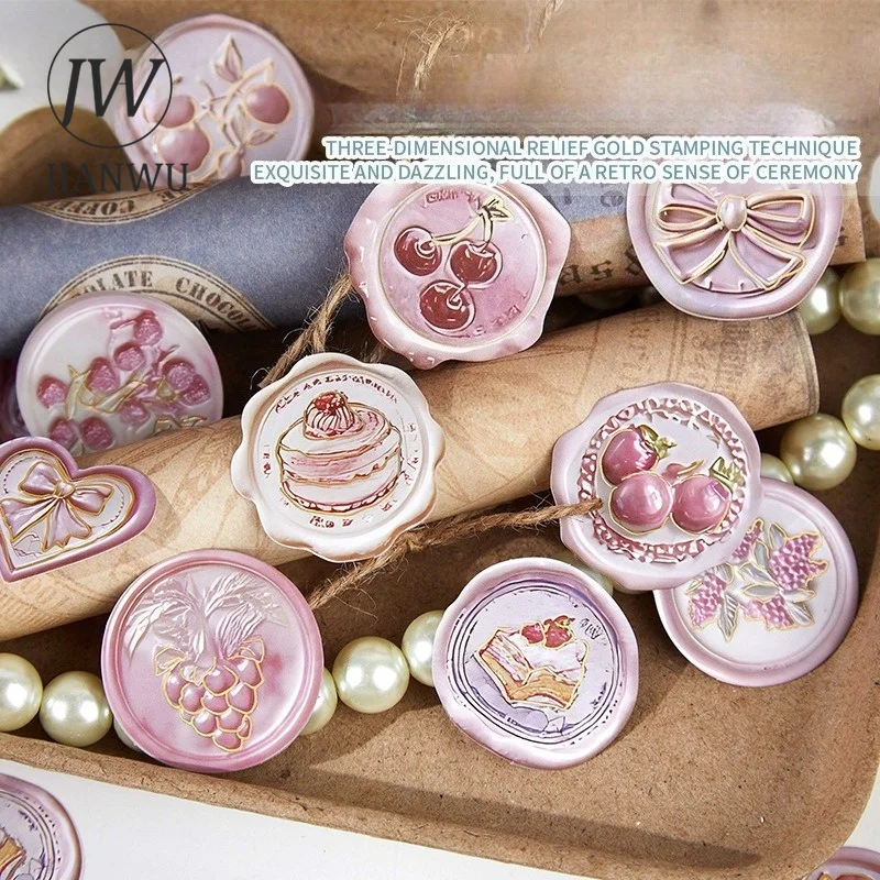 JIANWU Vintage Fire Paint Seal Plant Flower Butterfly Landscape Material Collage Scrapbook Sticker Creative Journal Stationery