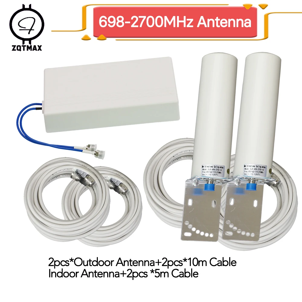 ZQTMAX 1 to 2 2g 3g 4g antenna set for cdma gsm dcs pcs repeater 900 1800 2100 2600 signal booster internet cellular amplifier