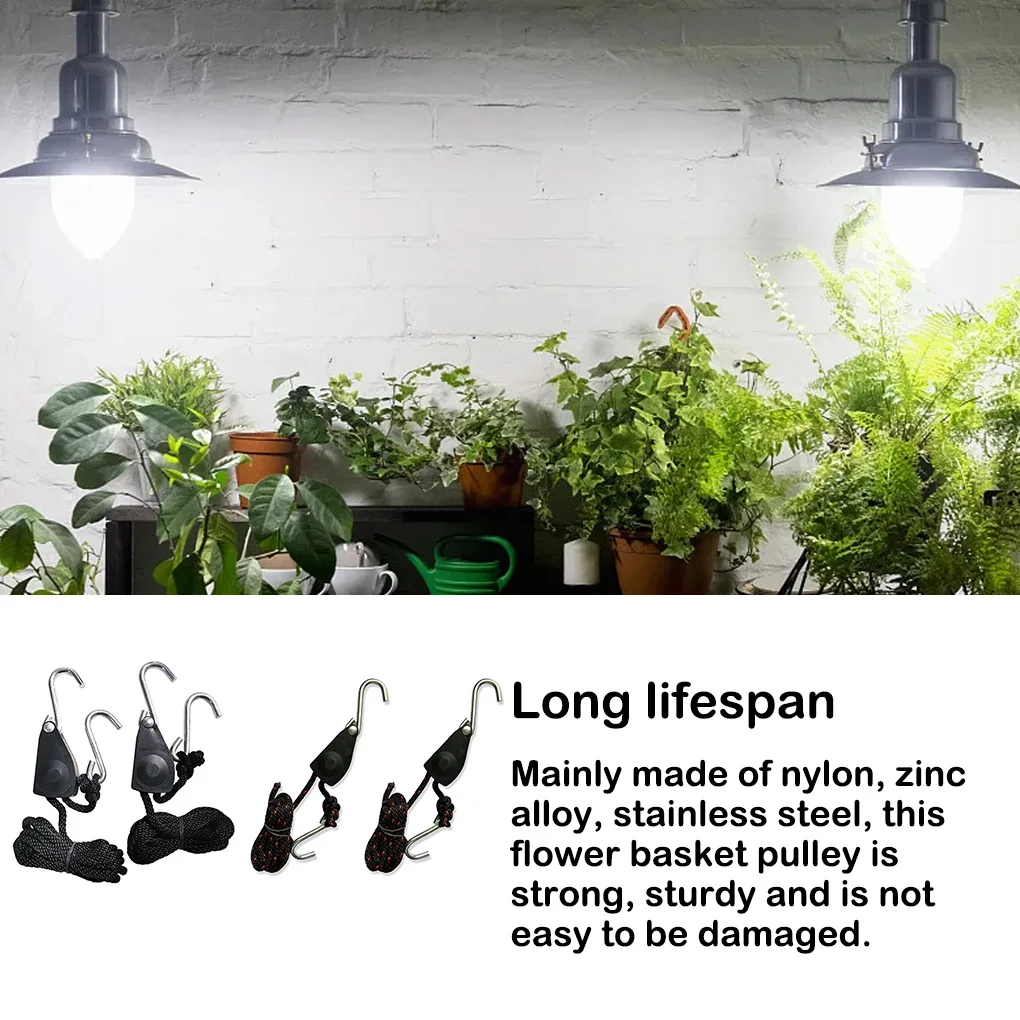 2 Pieces Portable Flower Basket Pulley Porch Flowerpot Hanger Pulleys