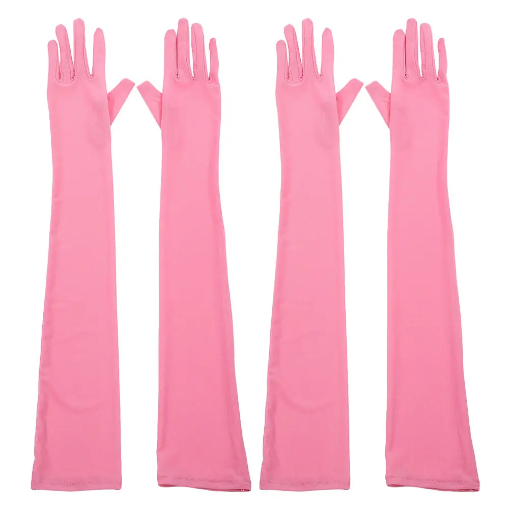 

2Pairs Wedding Gloves for Women Long Sleeve Elegant Bright Color Soft Stretch Gloves for Party Banquet Evening Dance Occasions