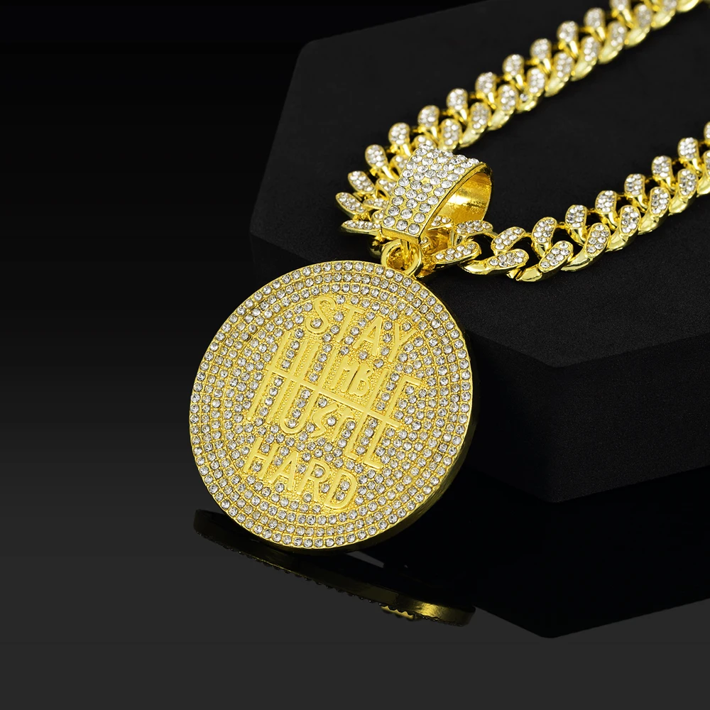 الرجال الهيب هوب البقاء الصلب قلادة بحرف قلادة مع 13 مللي متر الكوبية سلسلة الهيب هوب مثلج خارج بلينغ القلائد موضة حلية مجوهرات هدايا #2
