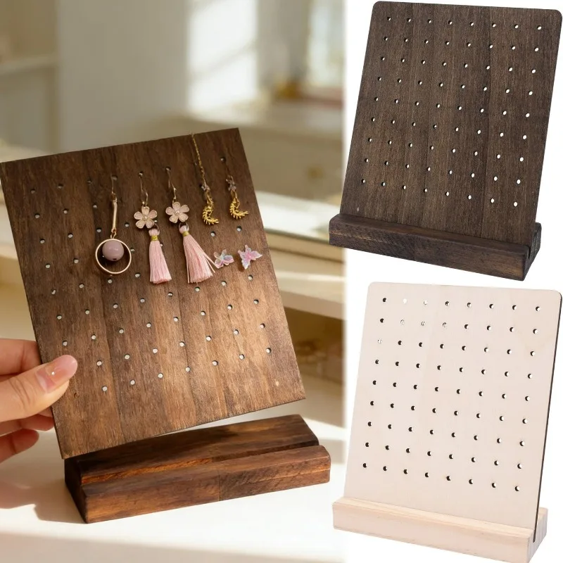 

Вертикальная деревянная подставка-органайзер для серег на 72 отверстия, доска для хранения серег-гвоздиков, витринный стенд