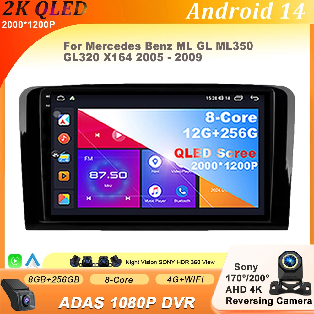 

Android 14 For Mercedes Benz ML GL ML350 GL320 X164 2005 - 2009 Carplay Auto radio Car Radio Multimedia IPS QLED 4G LET