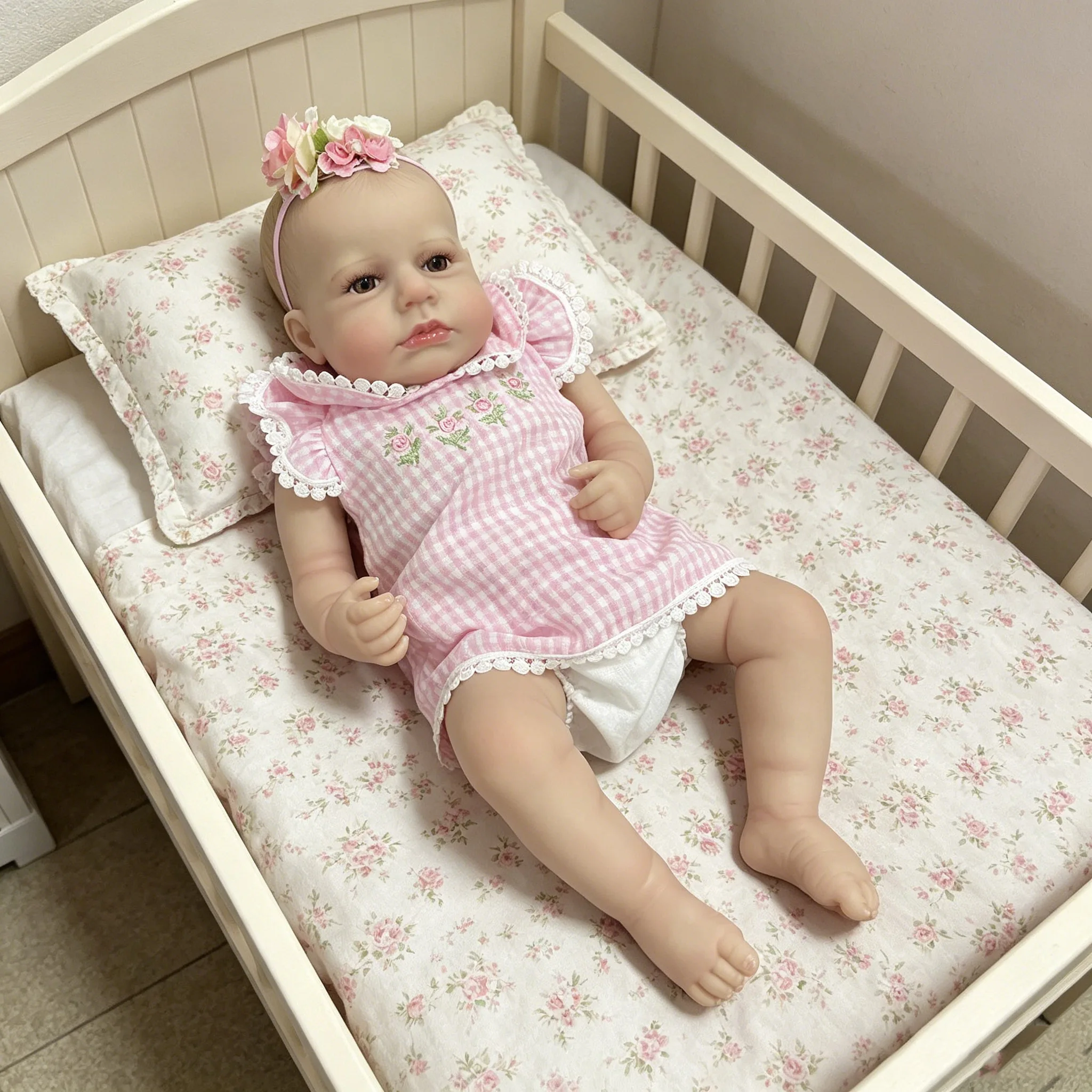 

19inch Lifelike Reborn Doll Soft Cloth Body Loulou Multiple Layers Painting With Visbile Veins Hand-Draw Hair