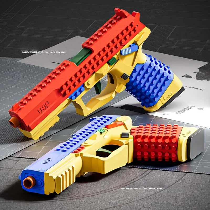 Pistola de Tiro Contínuo com Ejeção de Cápsulas e Blowback, Projétil Macio, com Efeito de Recarga Vazia, Presente de Aniversário
