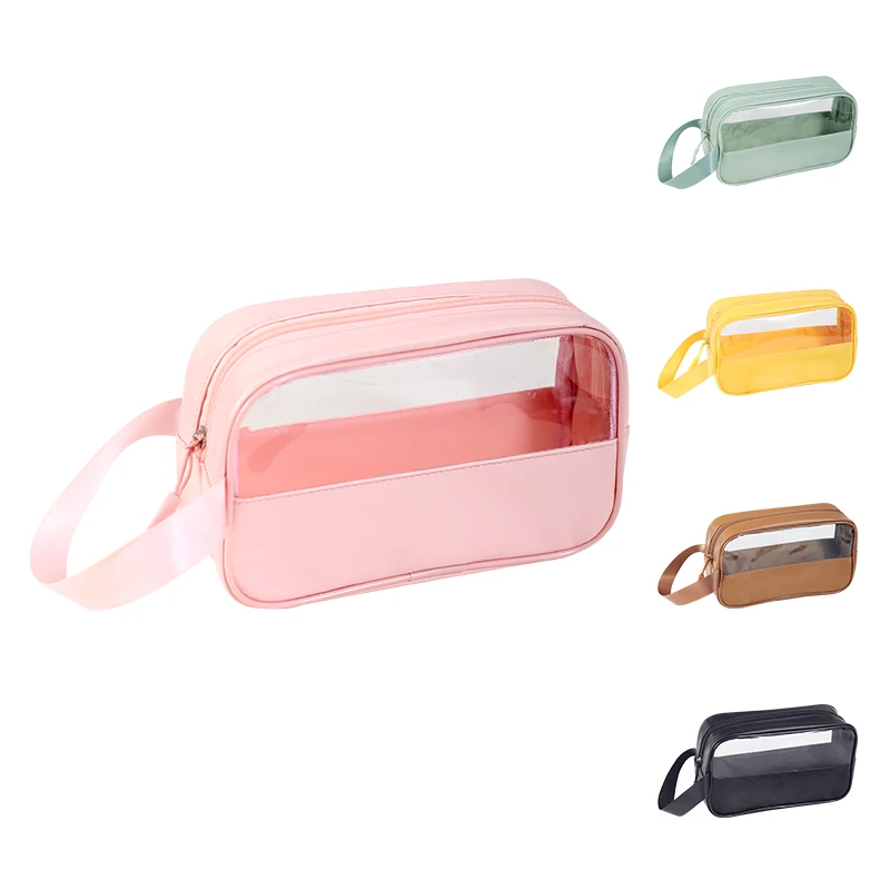 Clear Travel Toiletry Makeup Bags Transparent Shaving Bag Water Resistant Cosmetic Bag Organizer Pouch with Zipper and Handle