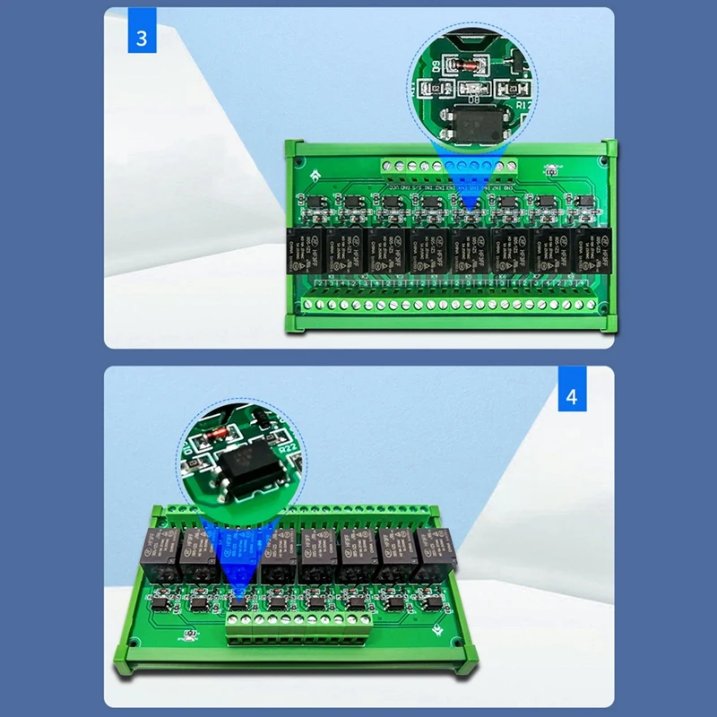 Modulo di controllo relè di isolamento optoaccoppiatore a 8 vie 5V/12V/24V di alto e basso livello scheda amplificatore PLC a Chip singolo