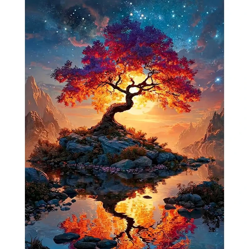 Landscape Beautiful Trees and Reflections 500/1000/1200/2000 PCS Jigsaw Puzzles Family Activity Games for Gameroom Bedroom Gifts