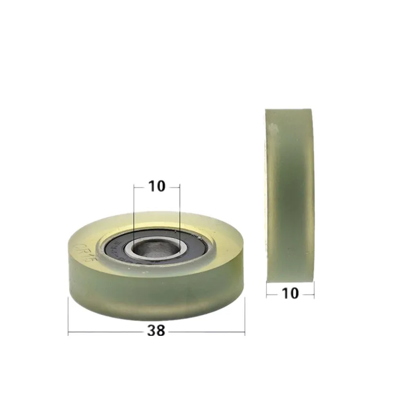 10pcs/50pcs 10*38*10mm Polyurethane PU 6000 6000RS Low Noise Roller Bearing Friction Pulley Soft Rubber wheel 10x38x10 mm