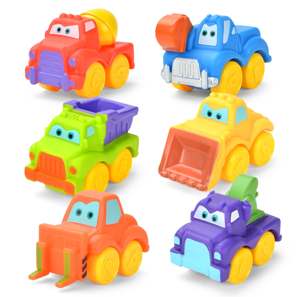 6 uds juguetes de baño chico juego de natación baño de agua lindo divertido niños baño ducha bañera ingeniería vehículo coche juguete de goma suave