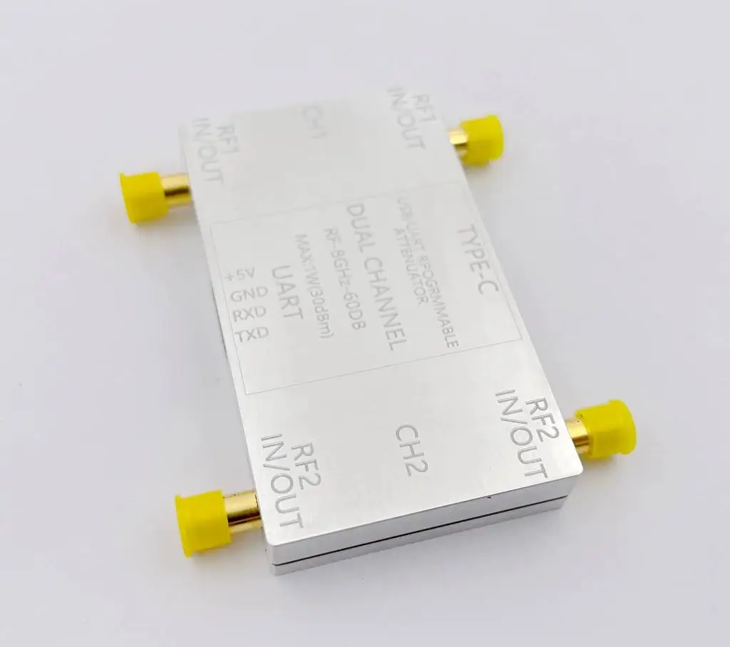 Modulo attenuatore RF a doppio canale LF-8GHz 60dB 50ohms con connettore femmina SMA e cavo di tipo C