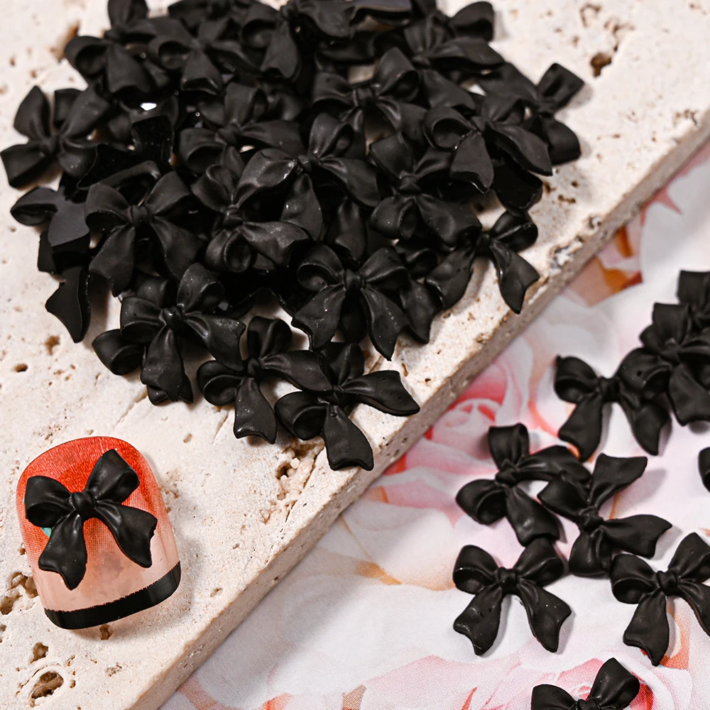 50-100 ชิ้น 3D Kawaii สีชมพู/สีขาวริบบิ้นโบว์เล็บ Charms 10x11 มิลลิเมตรเรซิ่น Bowknot ตกแต่งเล็บ DIY เล็บ Bowknot อุปกรณ์ & * 4