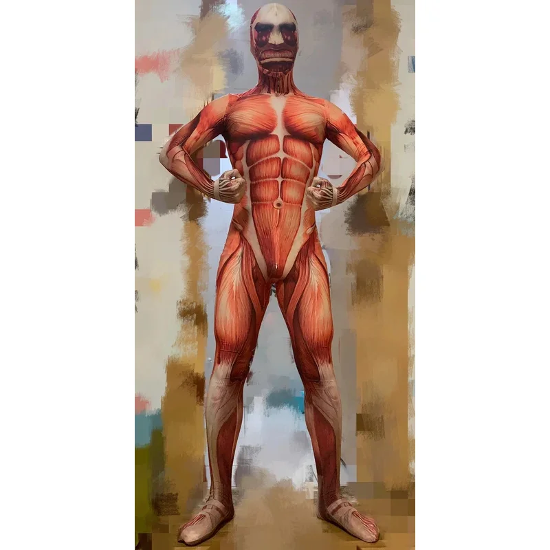 

Adults Kids Attack on Titan Costume Colossal Titan Superhero Cosplay Costumes Men Boys Zentai Halloween Bodysuit