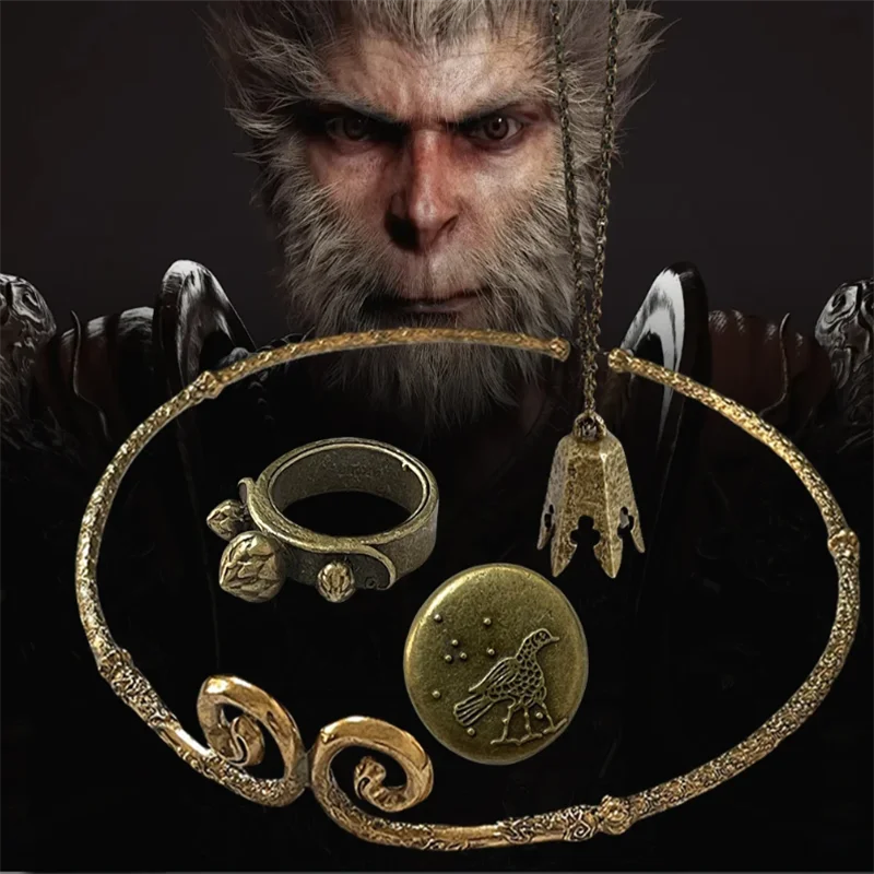 Juego de diadema de corona de Goku Myth negro, collar periférico, juego de medias de insignia de anillo, edición de coleccionista de lujo, regalo para amigos