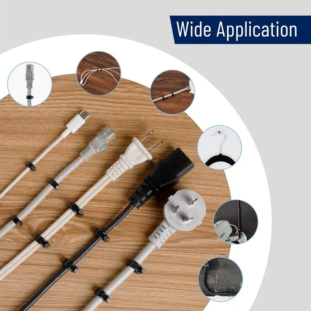 100Pcs/Set 4-16mm Round Cable Wire Clips Black Steel Nails Nail In Cable Clips Plastic Metal Wall Mountable Coaxial Cable Clamp
