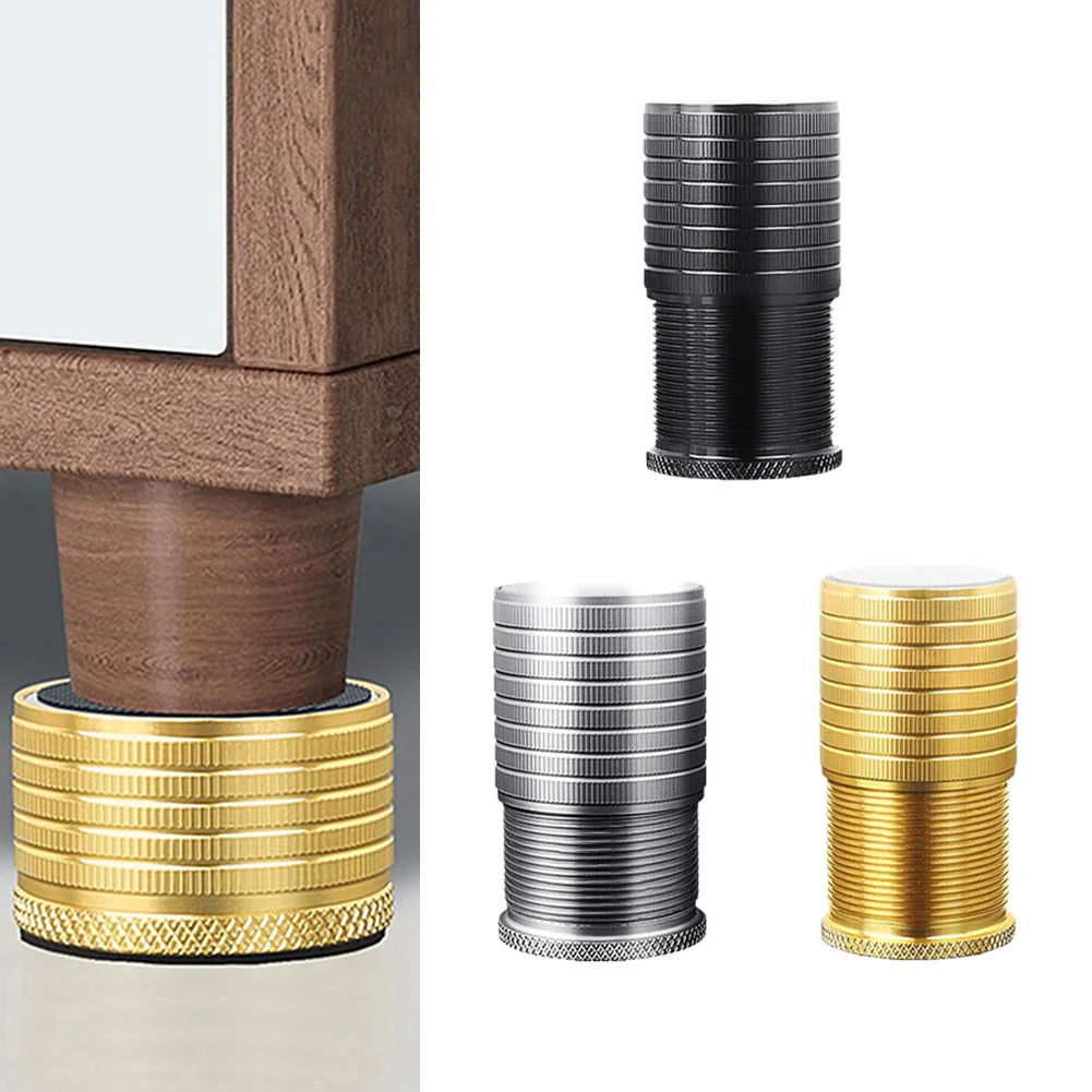 23/43mm Bed Risers Adjustable Heights Round Furniture Risers Aluminum Alloy And Silicone Rail Extenders  For Beds Sofas Tables