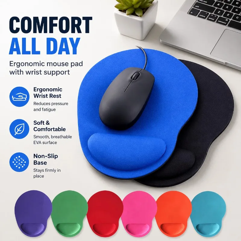 Ergonomic Mouse Pad with Wrist Rest, Comfortable EVA Support, Non-Slip Soft Gaming Pad for Desktop PC Laptop Computer