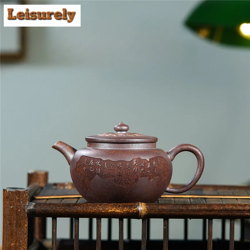 

300 мл Исин фиолетовые глиняные чайники ручной работы горшок с семенами лотоса необработанная руда гипертермия кальцирование грязевой чайник с ситечком Zisha чайный сервиз