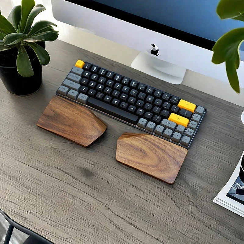 Walnut Split Keyboard Palm Rest Made of Solid Wood Original Ergonomic Design Custom 65%/75% for Mechanical Keyboard Accessories