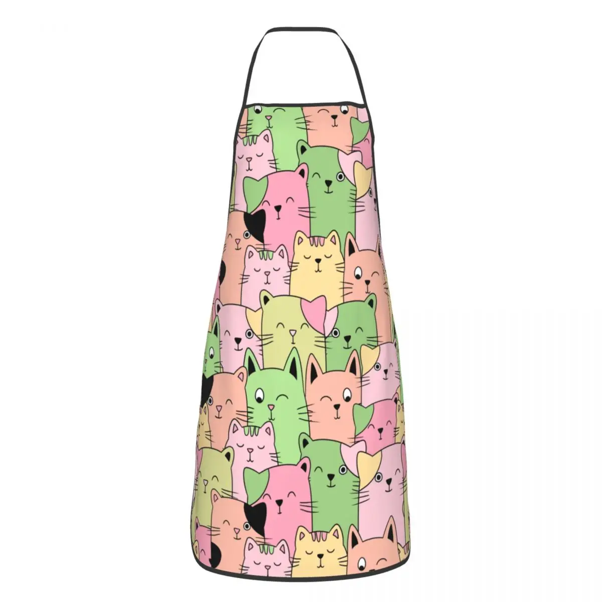 Kawai Cats Apron Women Men Unisex Bib Cute Animal Kitten Kitchen Cooking Tablier Cuisine Chef Baking