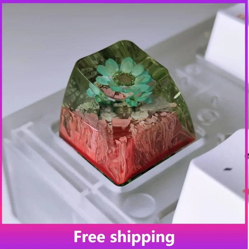 

Mechanical Keyboard DIY Custom Resin Keycaps Resin Artisan Keycaps Customized Pretty Girl ESC Keys Gift Single SA Flower Keycaps